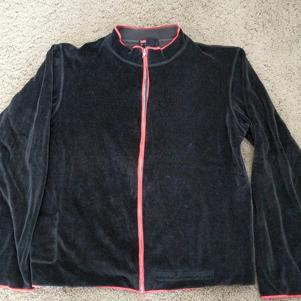 Cool Diesel ♠ velour lite jacket black/charcoal 90s - Y2K